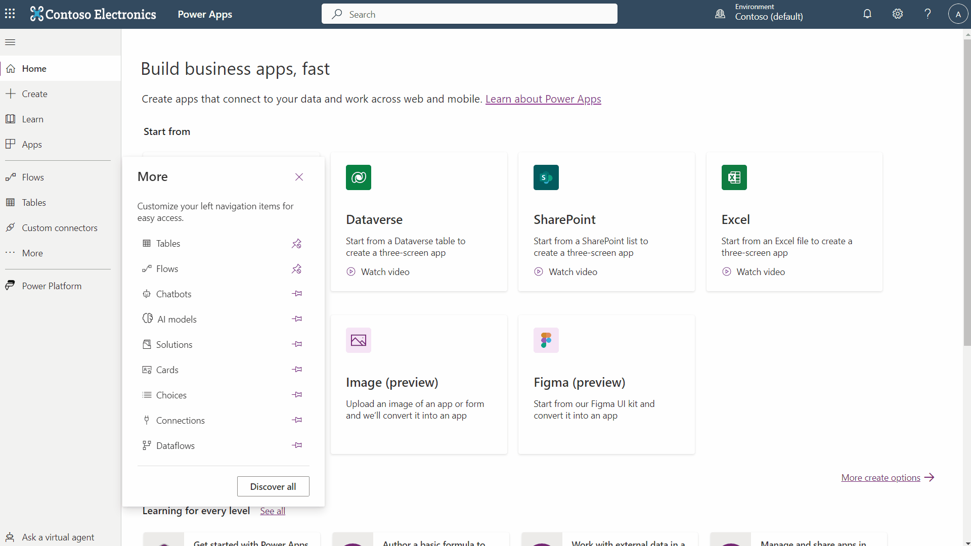 An animated GIF showing where MS decided to hide the custom connector menu, while not updating their documentation.